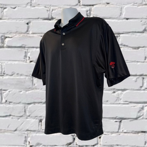FootJoy Black Golf Polo Shirt Men’s Size- Medium - Red Collar Trim & Tree Logo - Picture 6 of 12